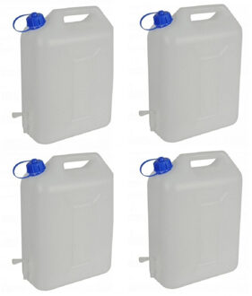 Water Jerrycan met kraantje - 4x - 10 liter - waterjerrycans / watertank - kunststof