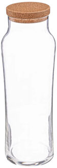Water Karaf met afsluitdop van kurk - glas - 1 Liter - schenkkan Transparant