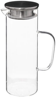 Water Karaf/Schenkkan - met rvs dop - glas - 1.1 Liter - D9 x H22 cm Transparant