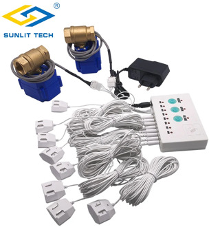 Water Leaking Detector Alarm System for Smart House with 2pcs DN15 Valve Water Leakage Protection against Flood Overflow Sensor