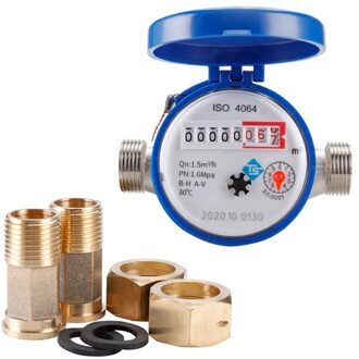 Water Meter Mechanische Roterende Vleugel 0-30 ℃ Koude E-TYPE 1/2 " - 3/4" Qn 1.5m 3/H Precisie 0.0001m3 Met Alle Koperen Connector
