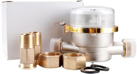 Water Meter Mechanische Roterende Vleugel 0-40 ℃ Koude E-TYPE 1/2 " - 3/4" Qn 2.5m 3/H Precisie 0.0001m3 Met Alle Koperen Connector