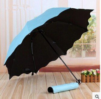 Water open paraplu vinyl UV parasol drie opvouwbare paraplu zonnige paraplu Blauw