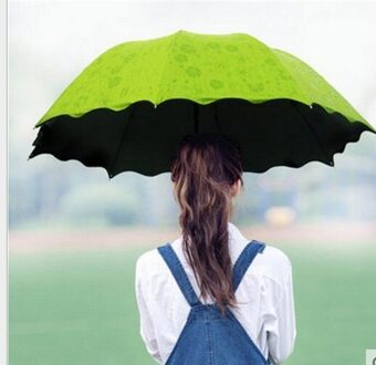 Water open paraplu vinyl UV parasol drie opvouwbare paraplu zonnige paraplu groen