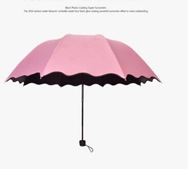 Water open paraplu vinyl UV parasol drie opvouwbare paraplu zonnige paraplu Roze