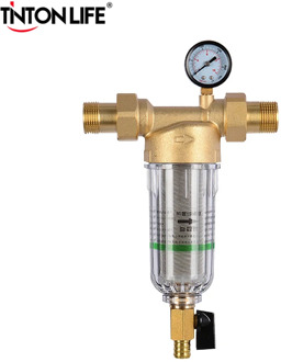 Water Pre Filter System 1inch with 2/5 inch Brass Mesh Prefilter of Central Water Purifier Descaling with Pressure Gauge