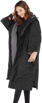 Water Sport Mantel Thermische Veranderende Gewaad Jas Winddicht Vrouwen Mannen Lange Jas zwart