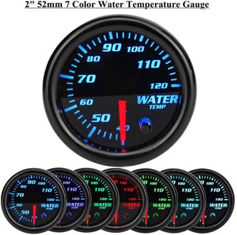 Water Temperatuurmeter 1 Pc Universele 2 "52 Mm Zwart 7 Kleur Led Water Koelvloeistof Temp Temperatuurmeter meter # J