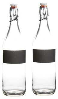 Water/Weck/Sap flessen met krijtvakje - 2x - 970 ml - Met beugeldop - voor al uw sapjes