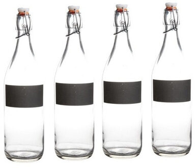 Water/Weck/Sap flessen met krijtvakje - 4x - 970 ml - Met beugeldop - voor al uw sapjes