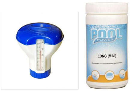Water/zwembad chloordrijver met thermometer met chloortabletten 1 kilo Blauw