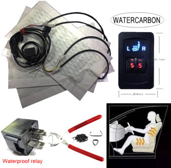 WATERCARBON Premium Stoelverwarming Kits voor Twee Zetels-5 Wijzerplaat Instellen Kit voor Twee Zetels 100 Hog Ring Tang 110 nails