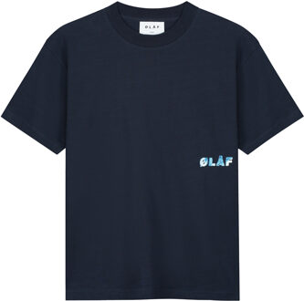 Watercolor logo slub t-shirts Blauw - M