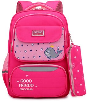 Waterdicht Kinderen Schooltassen Jongens Meisjes Orthopedische Schooltassen Rugzakken Kids Schooltas Basisschool Rugzakken Sac Enfant roos rood