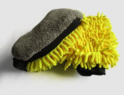 Waterdicht Wasstraat Microfiber Chenille Handschoenen Dikke Auto Mitt Cleaning Wax Detaillering Borstel Auto Care Dubbele Geconfronteerd Handschoen geel