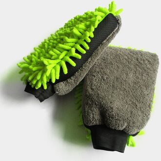 Waterdicht Wasstraat Microfiber Chenille Handschoenen Dikke Auto Mitt Cleaning Wax Detaillering Borstel Auto Care Dubbele Geconfronteerd Handschoen groen