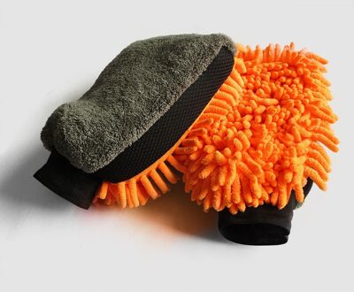 Waterdicht Wasstraat Microfiber Chenille Handschoenen Dikke Auto Mitt Cleaning Wax Detaillering Borstel Auto Care Dubbele Geconfronteerd Handschoen Oranje