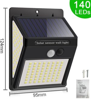 Waterdichte 128/268 Led Solar Lamp Motion Sensor Zonne-energie Lichten Outdoor Security Verlichting Voor Veranda/Tuin/Straat/wandlamp 140 LED