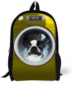 Waterdichte 3D Kat Machine Ontwerpen Rugzakken Geel