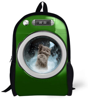 Waterdichte 3D Kat Machine Ontwerpen Rugzakken groen