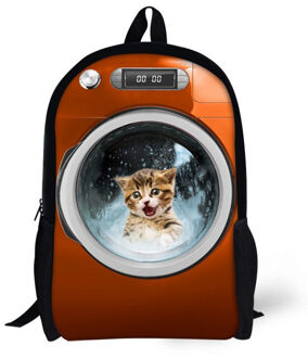 Waterdichte 3D Kat Machine Ontwerpen Rugzakken oranje