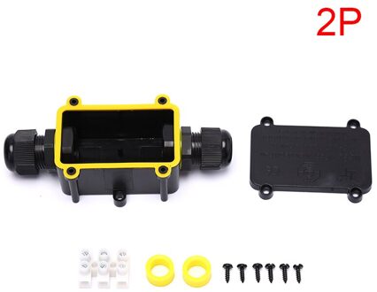 Waterdichte Aansluitdoos Elektrische Behuizing Kabel Aansluitingsklem Waterdichte Doos Zwarte Kabel Junction Box 2p