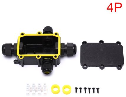 Waterdichte Aansluitdoos Elektrische Behuizing Kabel Aansluitingsklem Waterdichte Doos Zwarte Kabel Junction Box 4p