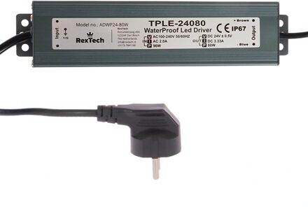 Waterdichte adapter voor led strips 80 Watt - 24V / 3.3A