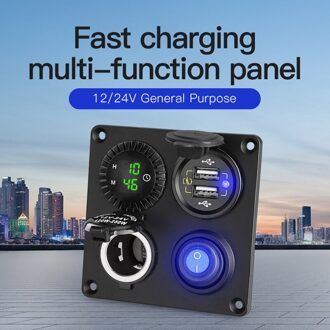 Waterdichte Auto Dual Usb Charger Digitale Klok Op Uit Schakelaar 12V 24V Outlet Socket Panel Voor Suv Truck boot Marine En Meer