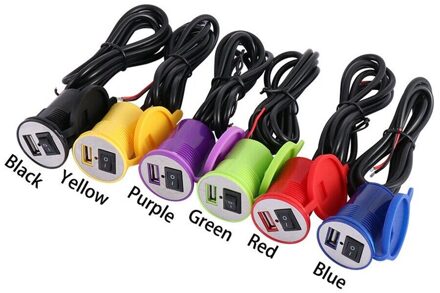 Waterdichte Auto Motorfiets Fiets Usb Power Charger Adapter Met Switch Voor Telefoon Rood