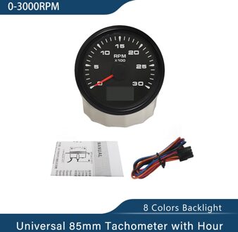 Waterdichte Boot Toerenteller Marine Tacho Gauge Lcd Urenteller 3K 4K 6K 8K 85Mm Boot Toerenteller 12V/24V Met 8 Kleuren Backlight 3K BN