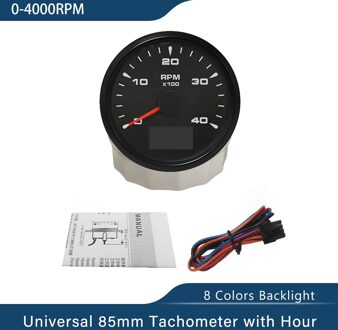 Waterdichte Boot Toerenteller Marine Tacho Gauge Lcd Urenteller 3K 4K 6K 8K 85Mm Boot Toerenteller 12V/24V Met 8 Kleuren Backlight 4K BN