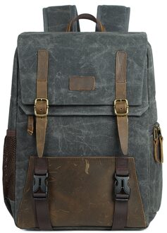 Waterdichte Canvas Digitale Slr Camera Rugzak 15.6 Inch Usb Opladen Voor Camera Lens En Laptop (Grijs)