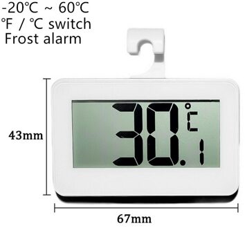 Waterdichte Digitale Thermometer Lcd Digitale Scherm Precisie Koelkast Thermometer Koelkast Vriezer Met Verstelbare Standaard wit