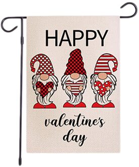 Waterdichte Dikke Linnen Valentijnsdag Tuin Vlaggen Double-Side Binnenplaats Gnome Banners Vlag Feestelijke Decor Vlaggen Banners 30x45cm