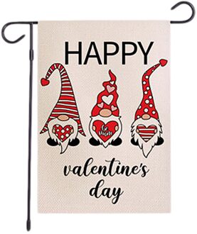 Waterdichte Dikke Linnen Valentijnsdag Tuin Vlaggen Double-Side Binnenplaats Gnome Banners Vlag Feestelijke Decor Vlaggen Banners 30x45cm