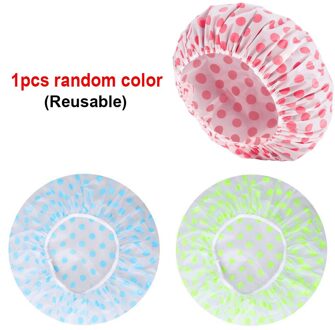 Waterdichte Douche Cap Thicken Elastische Kapsalon Cover Cap Vrouwen Leuke Stippen Bad Caps Hoed Badkamer Accessoires Haar Motorkap Cap 1stk (reusable)