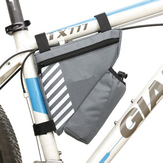 Waterdichte Driehoek Fiets Bag Fietsen Voorkant Tas Fiets Pouch Frame Tassen Fietsaccessoires (Exclusief Fles Water) licht grijs