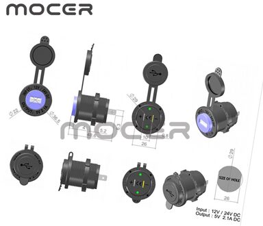 Waterdichte Dual Usb Charger Socket Outlet 12V Panel Mount Voor Motorfiets