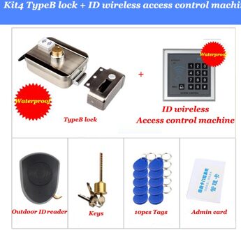 Waterdichte Elektrische Lock Outdoor Waterdichte Gate Lock Batterij Aangedreven Draadloze Lock Wiress Exit Switch 433Mhz Afstandsbediening Deurslot Kit4