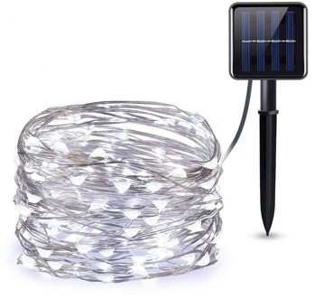 Waterdichte Fairy Guirlande Verlichting String Solar Lamp Led String Fairy Lights Voor Outdoor Christmas Party Wedding Solar Lamp wit / 200led