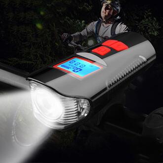 Waterdichte Fiets Bel Met Licht Usb Bike Computer Hoorn Zaklamp Stuur Fietsen Snelheidsmeter Led Koplampen Koplamp