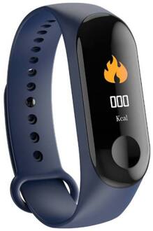 Waterdichte Fitness Tracker Stappenteller Hartslagmeter Smart Horloge Armband Band 0.96 inch HD Kleurenscherm Blauw