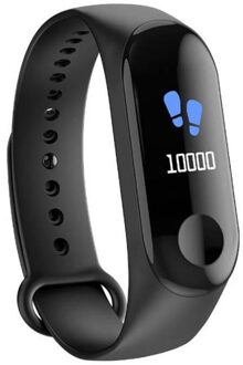 Waterdichte Fitness Tracker Stappenteller Hartslagmeter Smart Horloge Armband Band 0.96 inch HD Kleurenscherm zwart