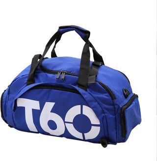 Waterdichte Gym Sporttas Mannen Vrouwen Fitness Tas Training Rugzakken met Strips Pouch Rugzak Reistassen Outdoor T60 Blauw
