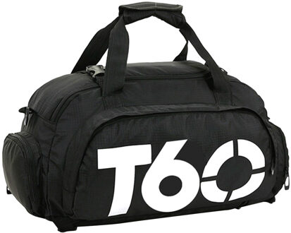 Waterdichte Gym Sporttas Mannen Vrouwen Fitness Tas Training Rugzakken met Strips Pouch Rugzak Reistassen Outdoor T60 zwart