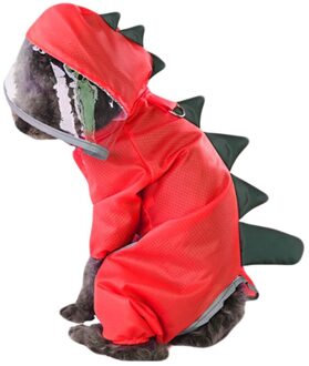 Waterdichte Hond Regenjas Hooded Dinosaurus Regenjas Dierbenodigdheden Regen Jas Voor Dierbenodigdheden Licht Gewicht Eenvoudige Stijl Mooie rood / L