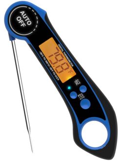 Waterdichte Keuken Digitale Bbq Voedsel Thermometer Instant Lezen Auto Power On/Off Opvouwbare Probe Met Backlight Magneet Keuken Tool Blauw