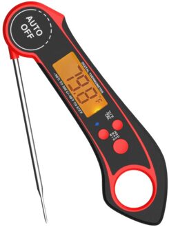 Waterdichte Keuken Digitale Bbq Voedsel Thermometer Instant Lezen Auto Power On/Off Opvouwbare Probe Met Backlight Magneet Keuken Tool Rood
