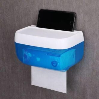 Waterdichte Lade Effen Kleur Toiletrolhouder Waterdicht Zelfklevende Muur-Mount Papierrol Dispenser Met Plank blauw